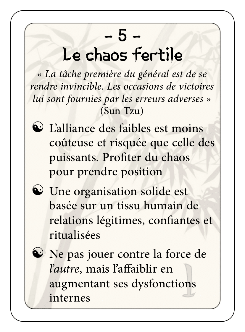 Les 36 stratagèmes : 05 - Le chaos fertile