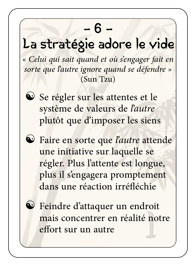 Les 36 stratagèmes : 06 - La stratégie adore le vide