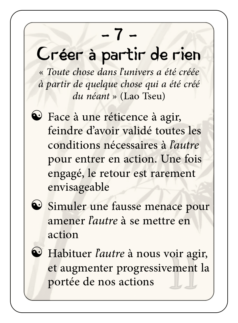 Les 36 stratagèmes : 07 - Créer à partir de rien