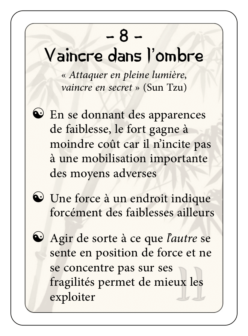 Les 36 stratagèmes : 08 - Vaincre dans l'ombre