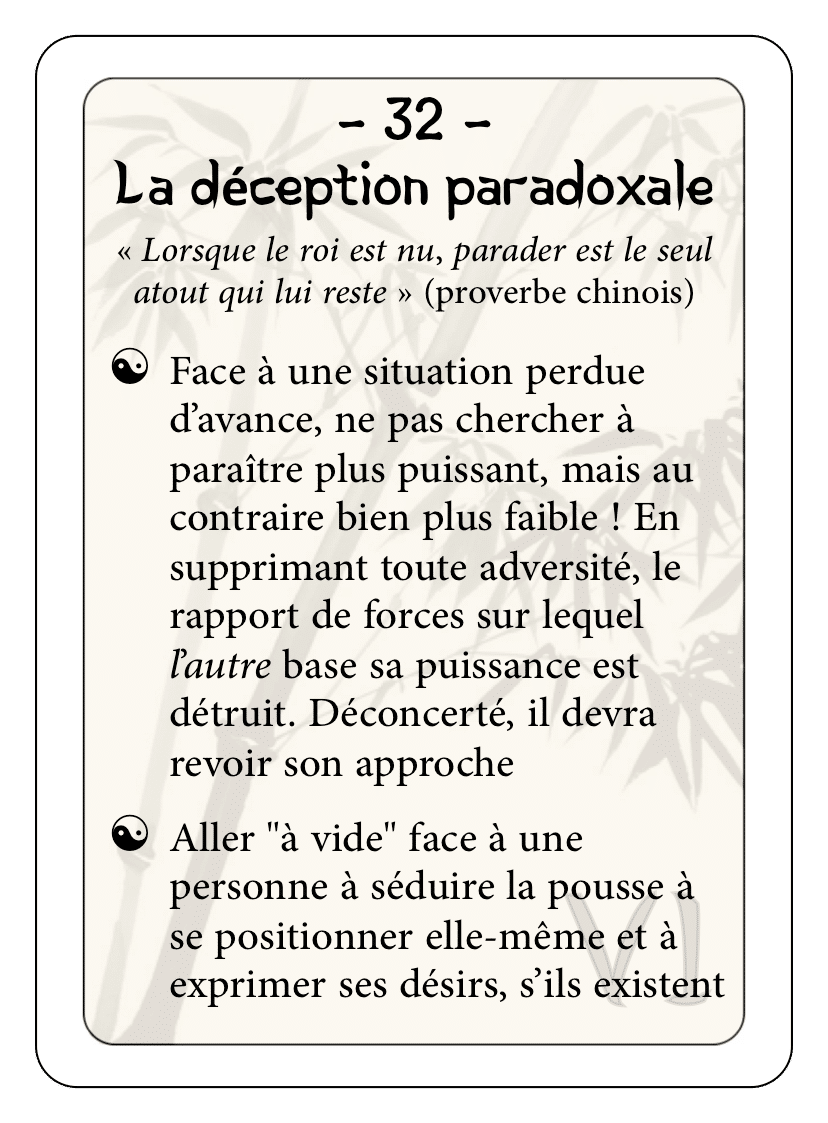 Les 36 stratagèmes : 32 - La déception paradoxale